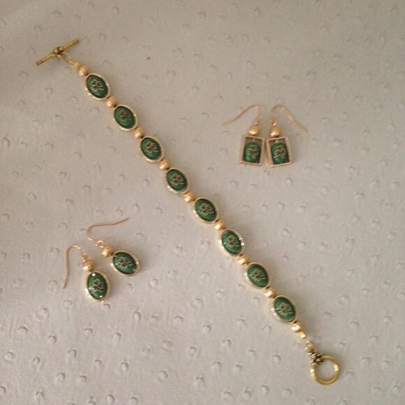 NEW Czech glass bead bracelet and earrings - Picture 1 of 5
